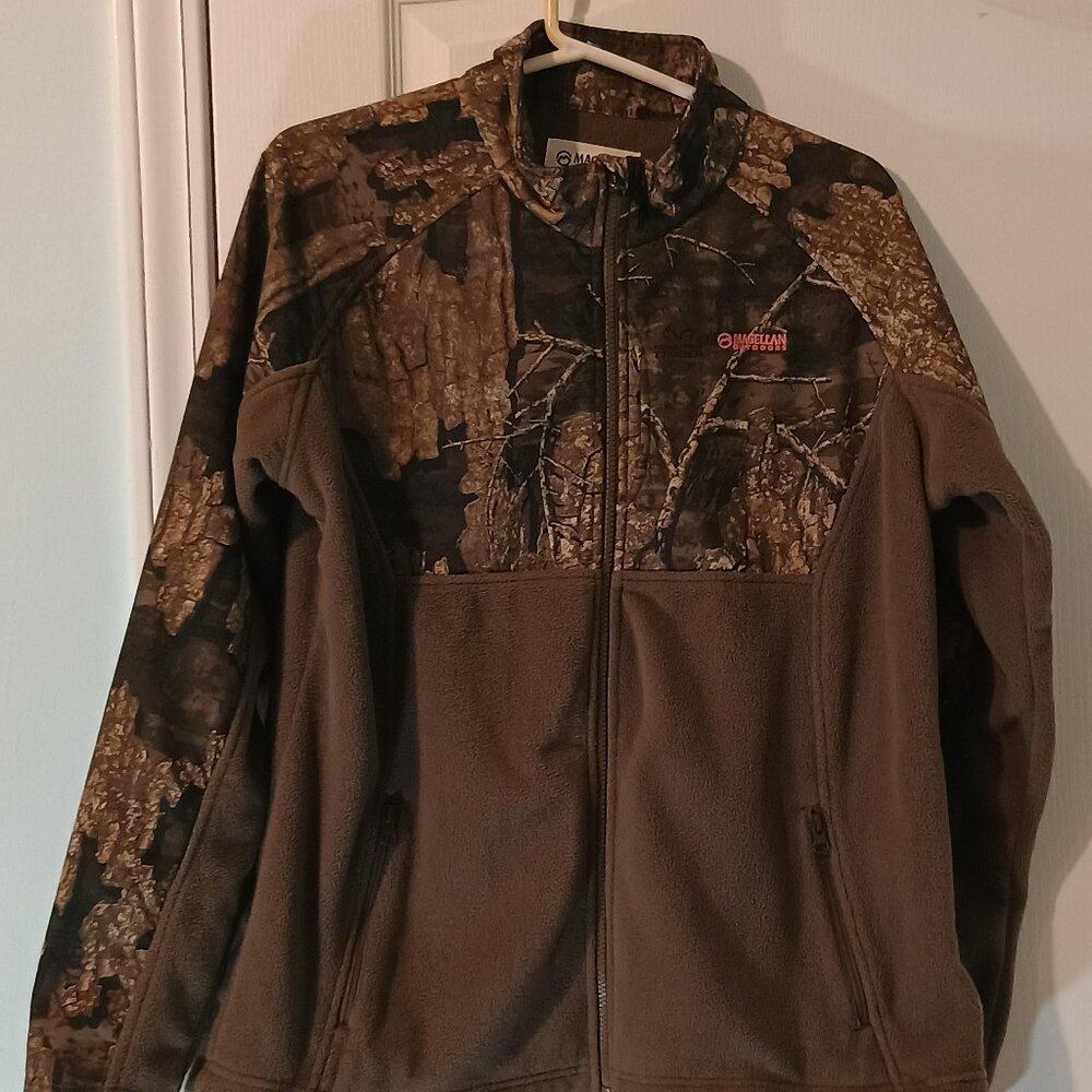 Magellan Outdoors Boone Fleece Jacket XL Brown Camo Full Zip Hunting